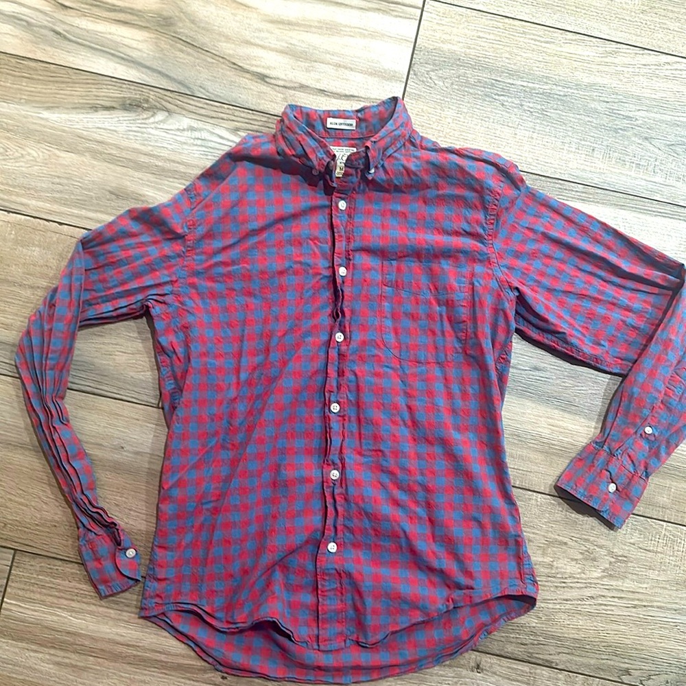 J Crew slim untucked blue & red button down